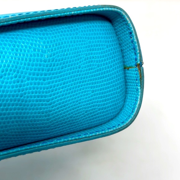 Talbots Vintage 1980s Teal Leather Bamboo Bag - Picture 10 of 16